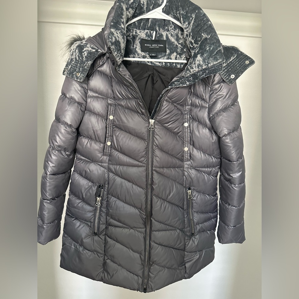 Marc New York Women's Charcoal Puffer Jacket Size LARGE